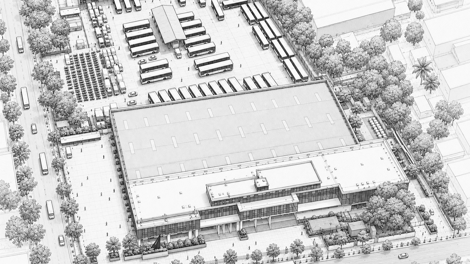 Ambattur Bus Stand, master plan cad drawing