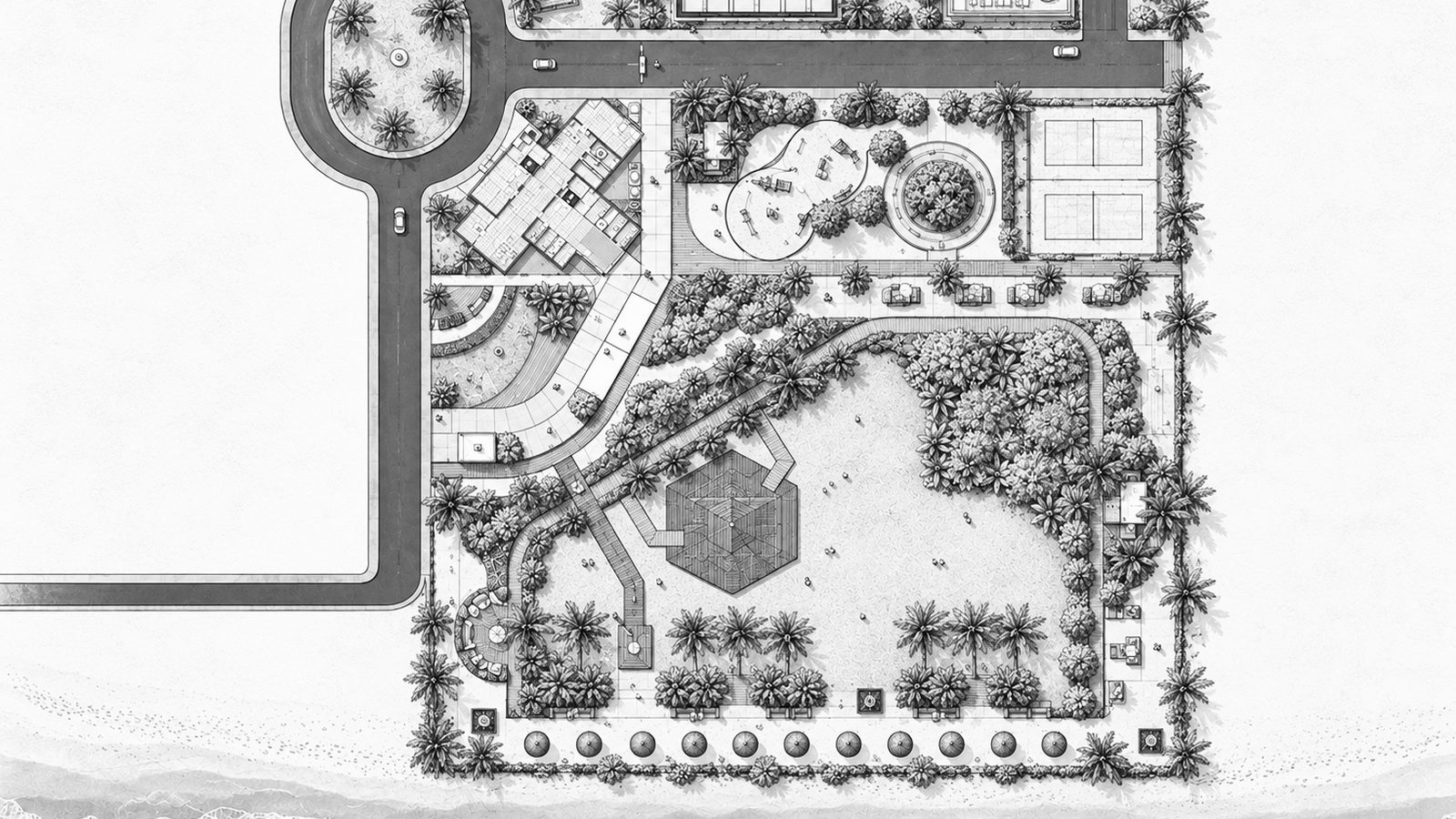 Blue Flag Beach @ Cuddalore, master plan cad drawing