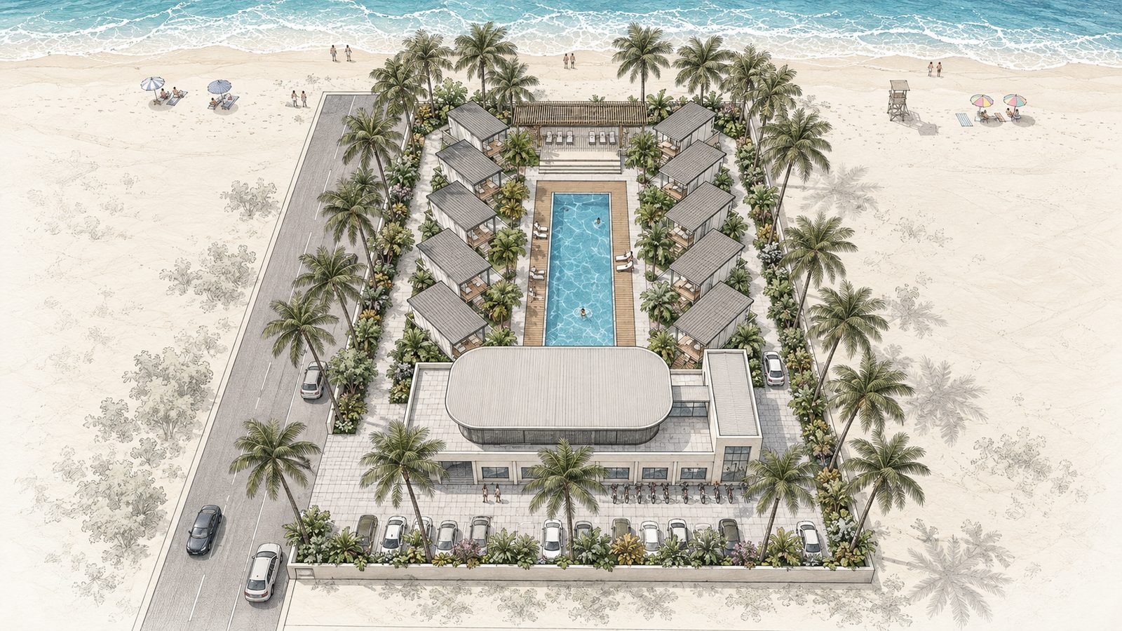 Capsule House Resort @ Mahabalipuram, master plan sketch