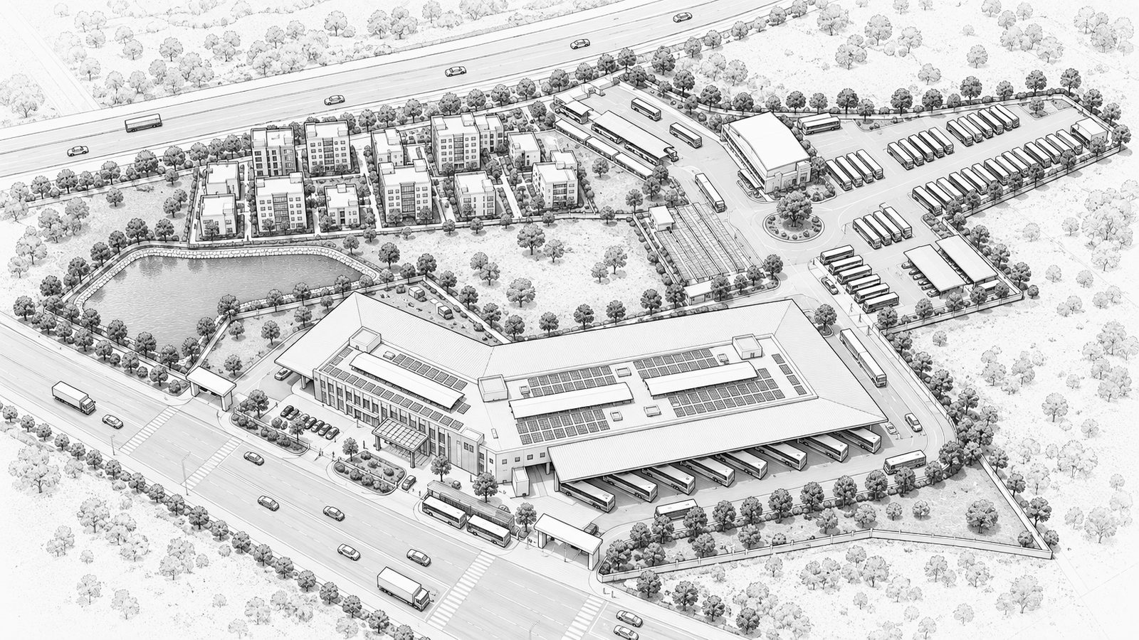 Chengalpattu Bus Stand, master plan cad drawing