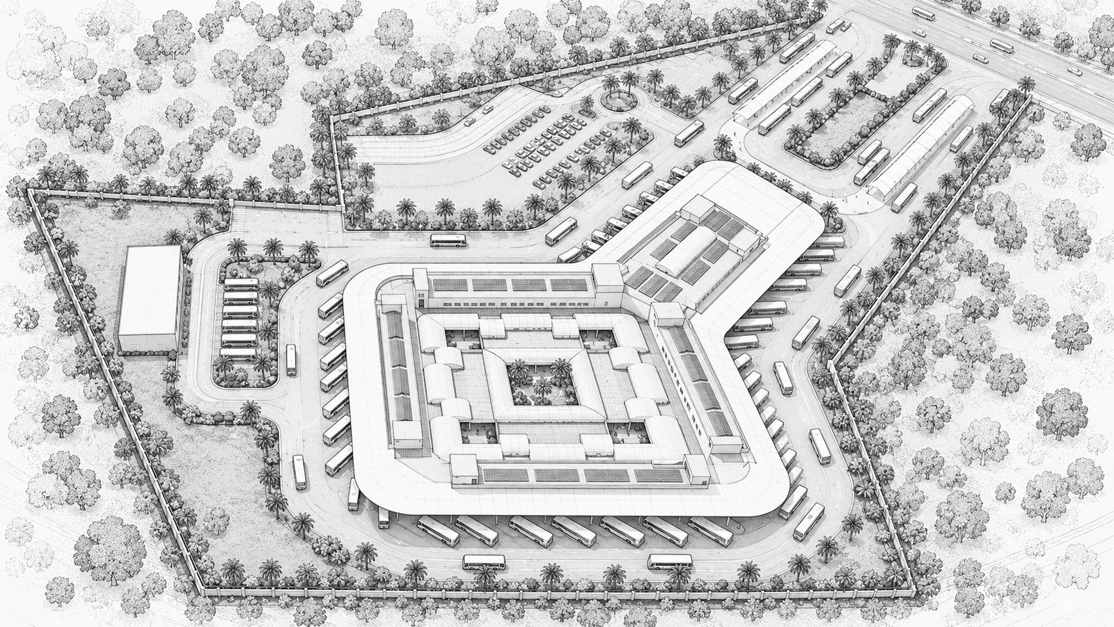 Erode Bus Stand, master plan cad drawing