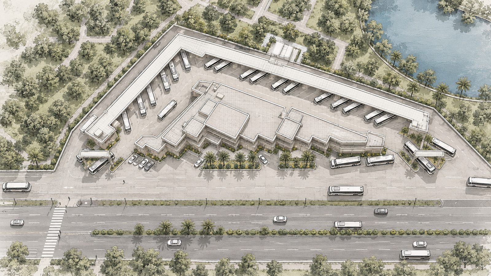 Mahabalipuram Bus Stand, master plan sketch