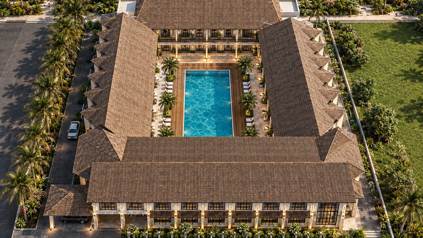 Sloped Roof House Resort @ Mahabalipuram, master plan render