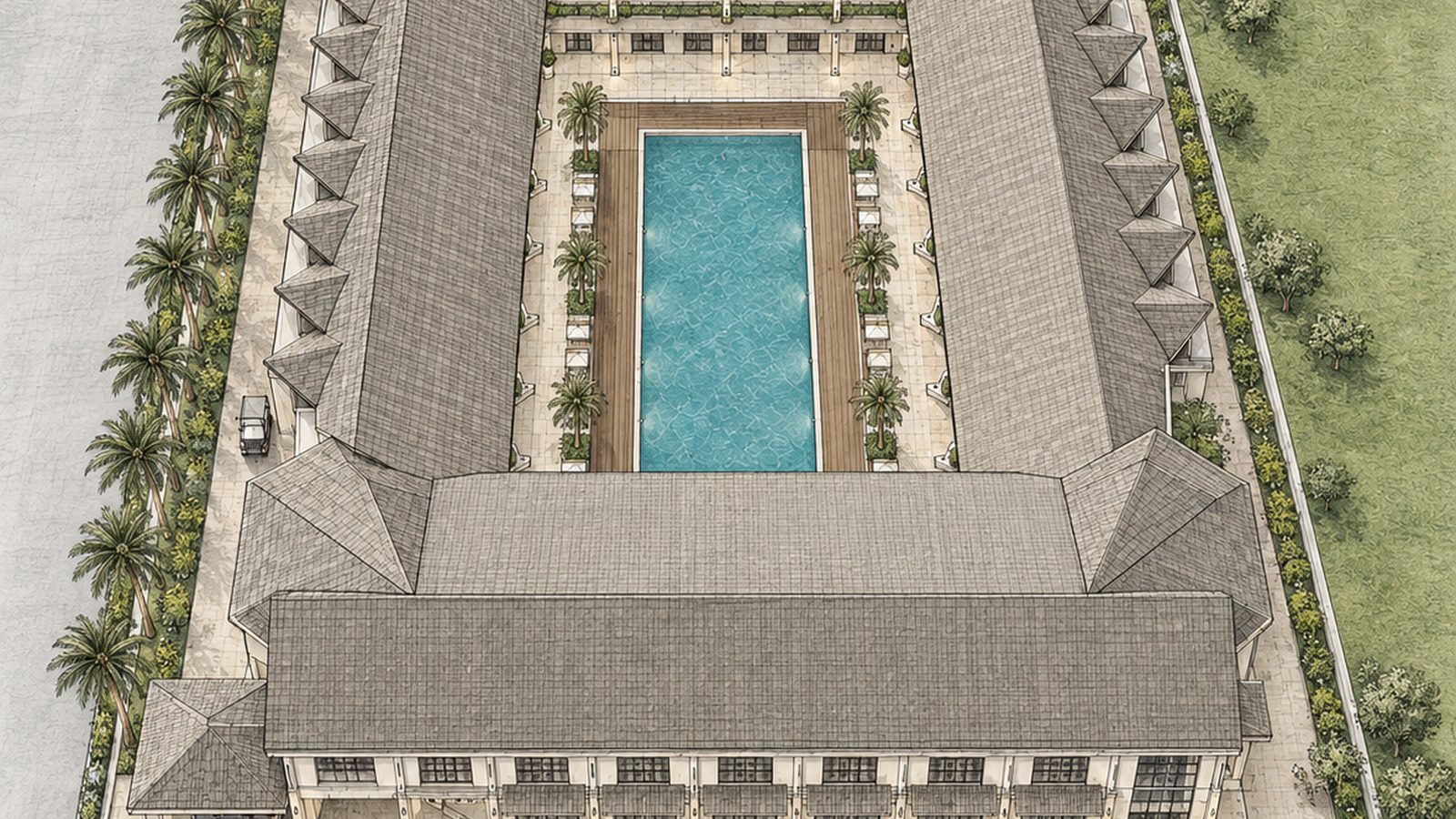 Sloped Roof House Resort @ Mahabalipuram, master plan sketch