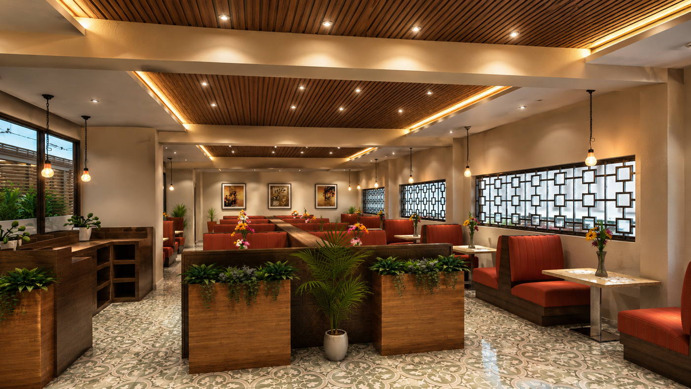 Hotel @ Madurai, rooftop restaurant interior