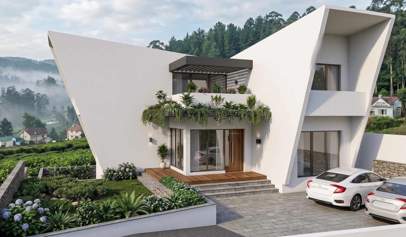 Villa @ Ooty, entrance elevation