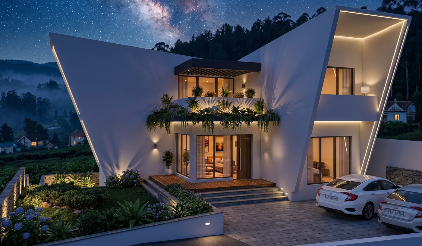 Villa @ Ooty, entrance at night