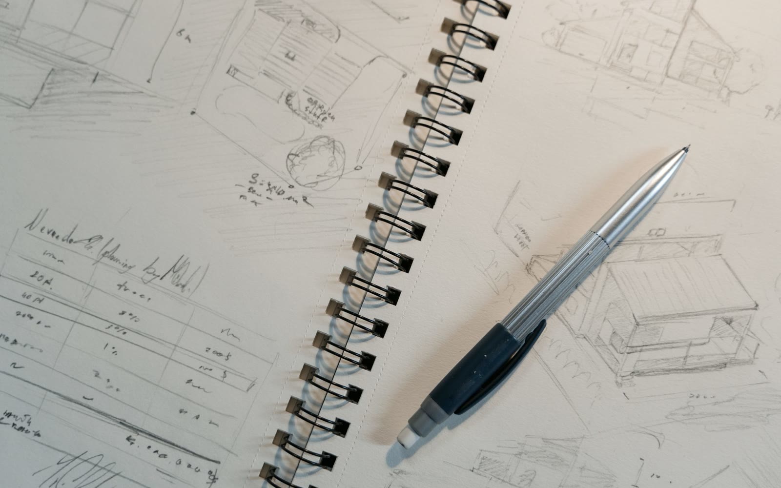 A sketchbook of early architectural studies