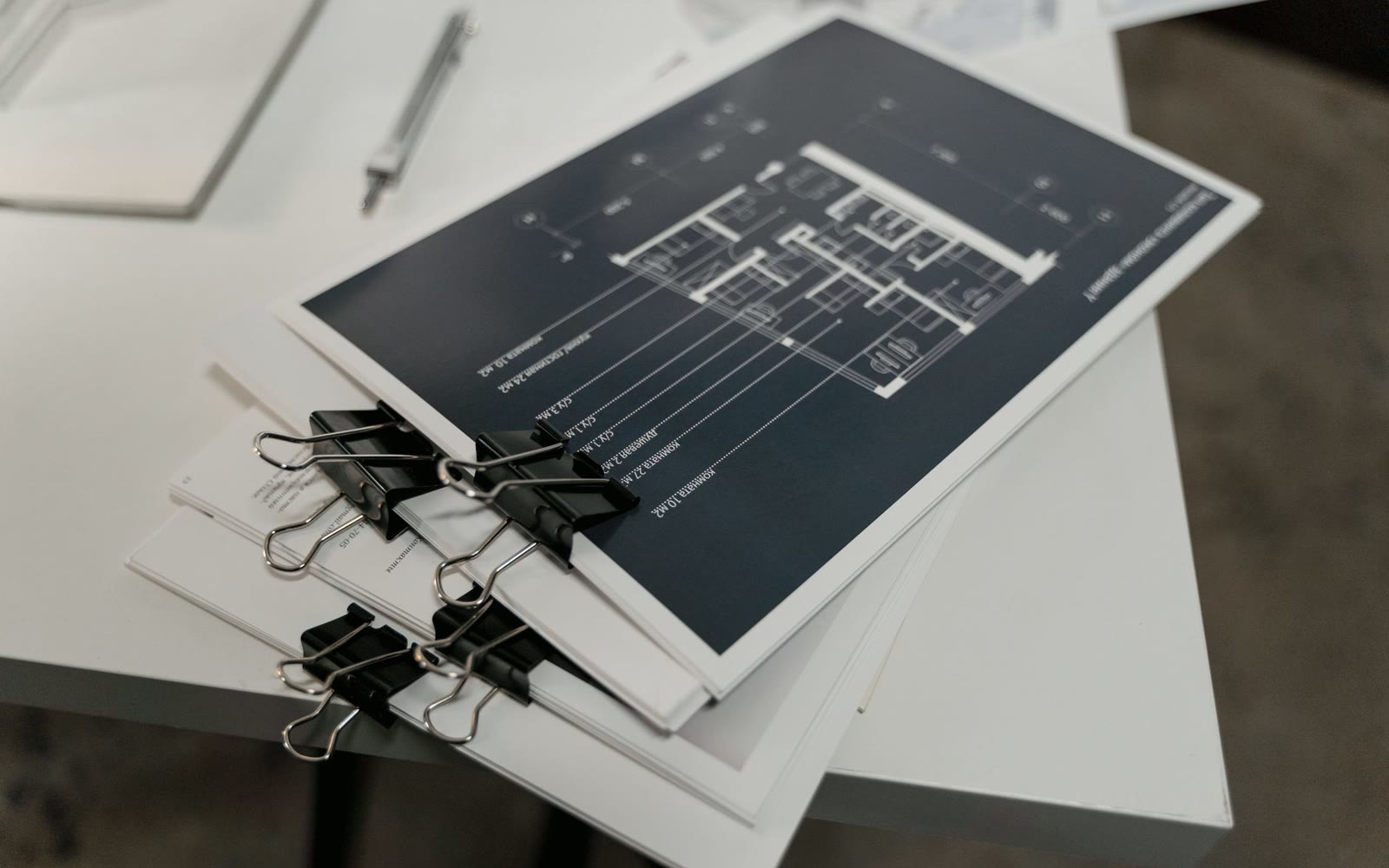 A bound set of project drawings